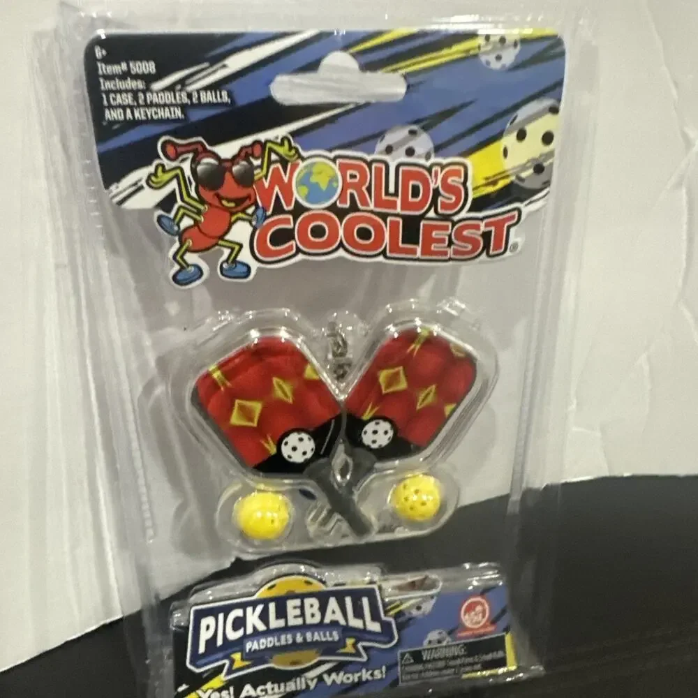 World’s Coolest Mini Pickleball Set Keychain Paddles Balls Sealed Toy Game